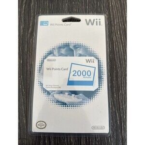 NEW Nintendo Wii 2000 Points Card FACTORY SEALED NOS Collectors Piece VG